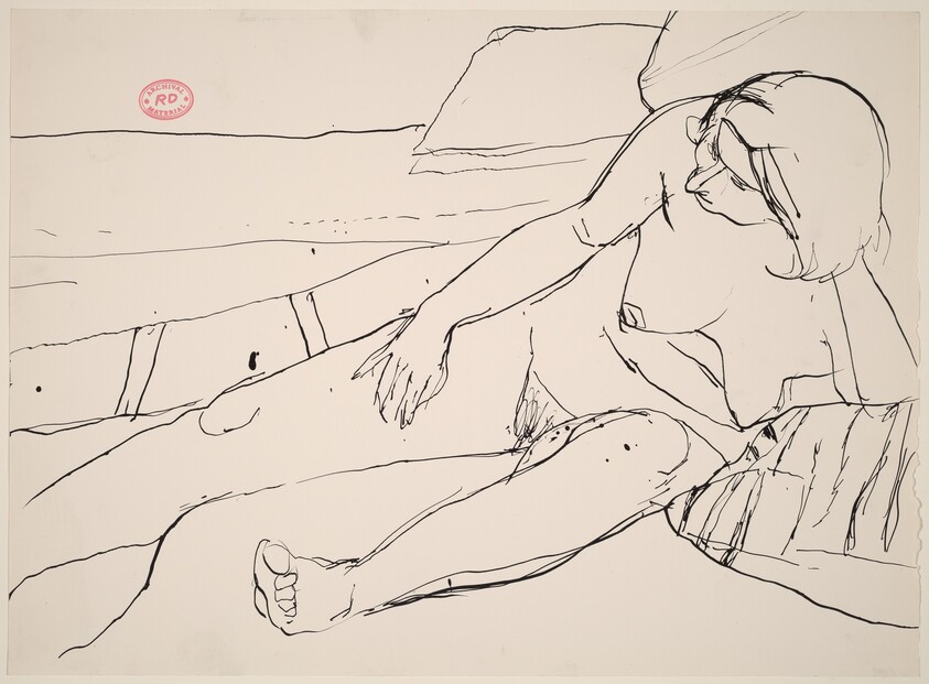 Untitled [reclining nude stretching out her right leg]