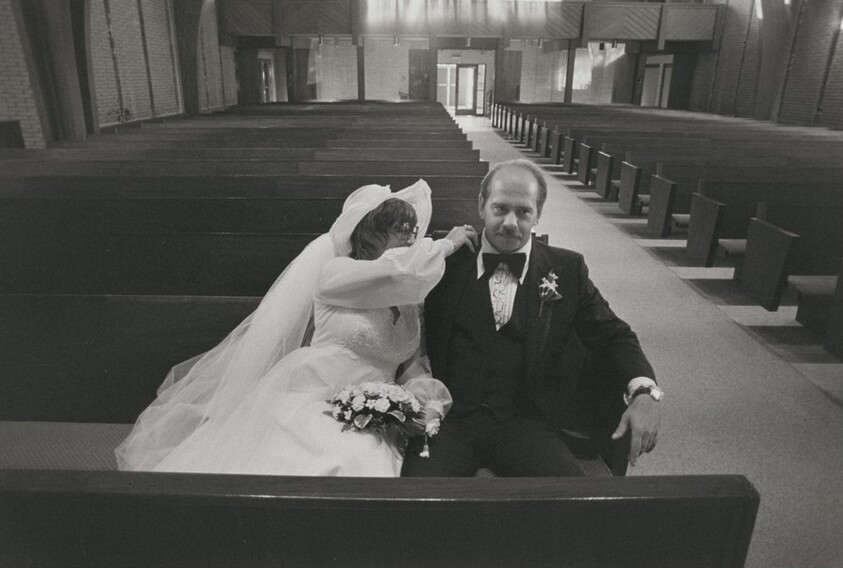 Police officer and bride at their wedding, Long Island, New York