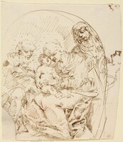 Holy Family with Saint Anne and Female Head in Profile, Attributed to Donato Creti