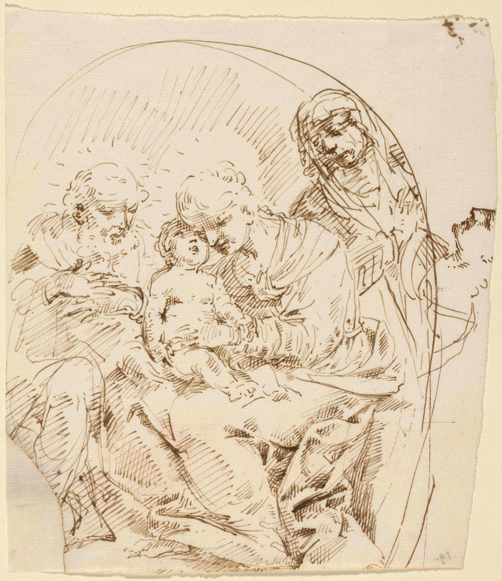 Holy Family with Saint Anne and Female Head in Profile, Attributed to Donato Creti