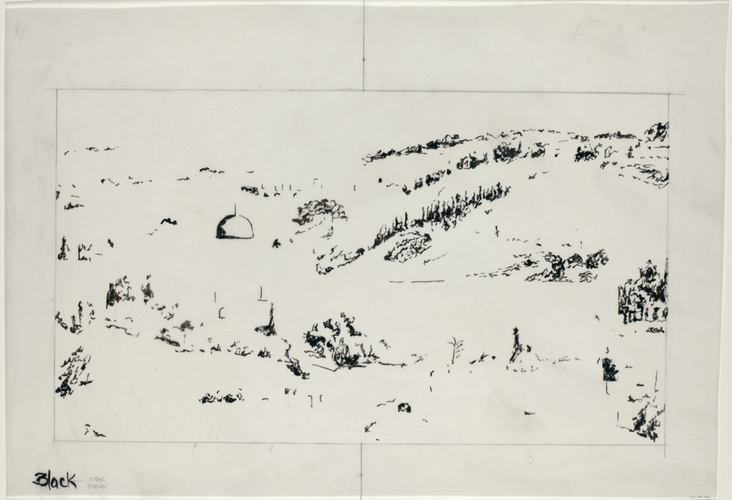 Drawing for "Jerusalem, Temple Mount", Philip Pearlstein, 1987