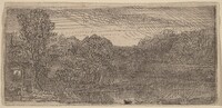 Small Gray Landscape: a House and Trees beside a Pool, Rembrandt van Rijn, c. 1640