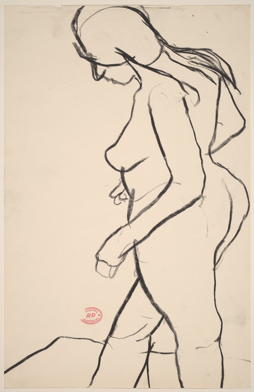 Untitled [side view of female nude looking down]