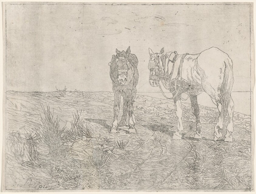 a) Horses at Rest (recto); b) Horses at Rest (verso) (Sosta di cavalli)
