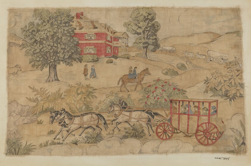 Printed Cotton with Genre Scenes
