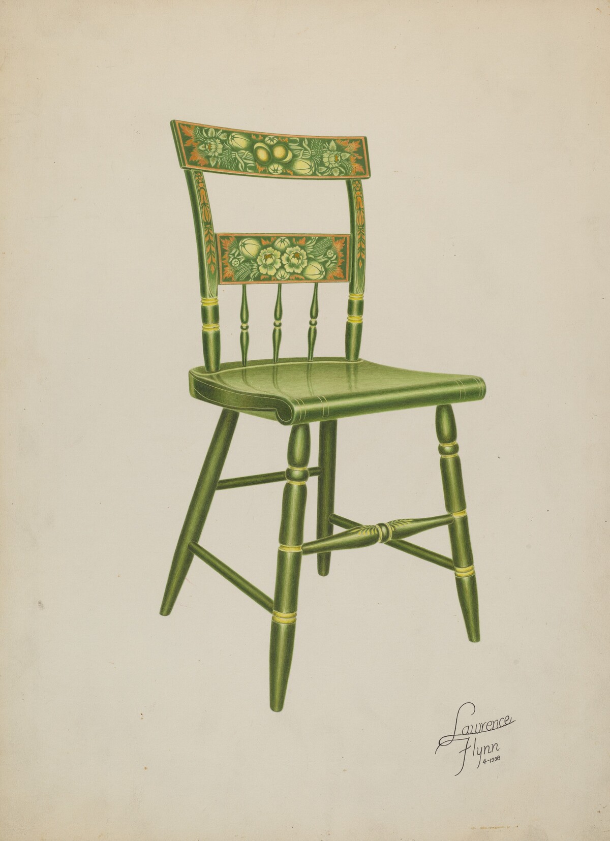 Stencilled Chair - One of Set of Six