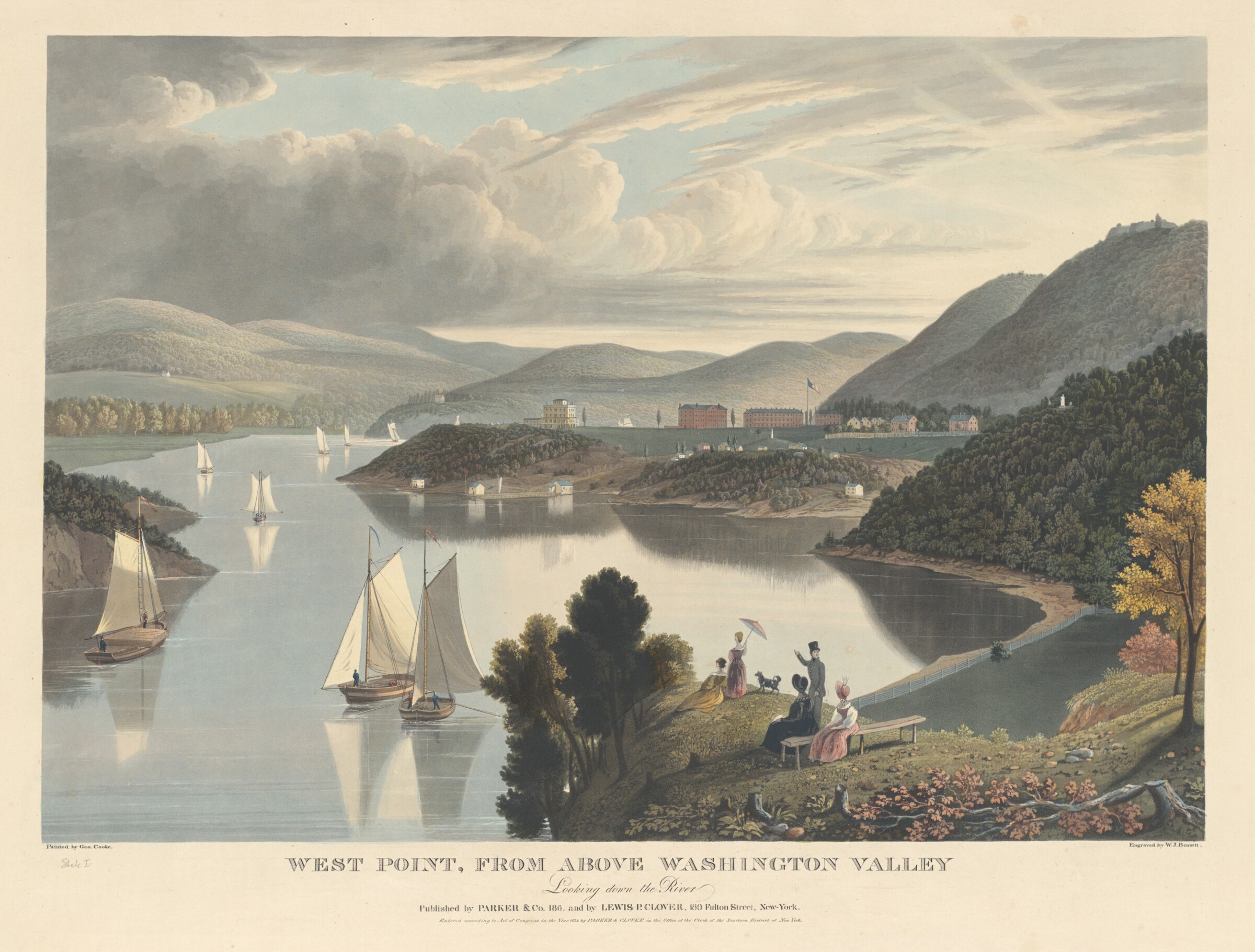 West Point, from above Washington Valley: Looking down the River, William James Bennett after George Cooke, published 1834