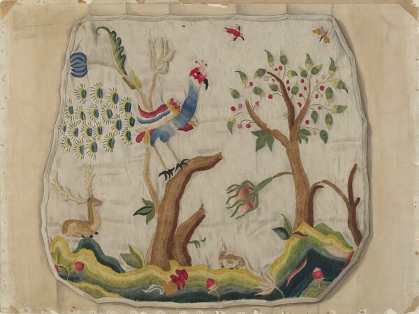 Crewel Embroidery Chair Seat