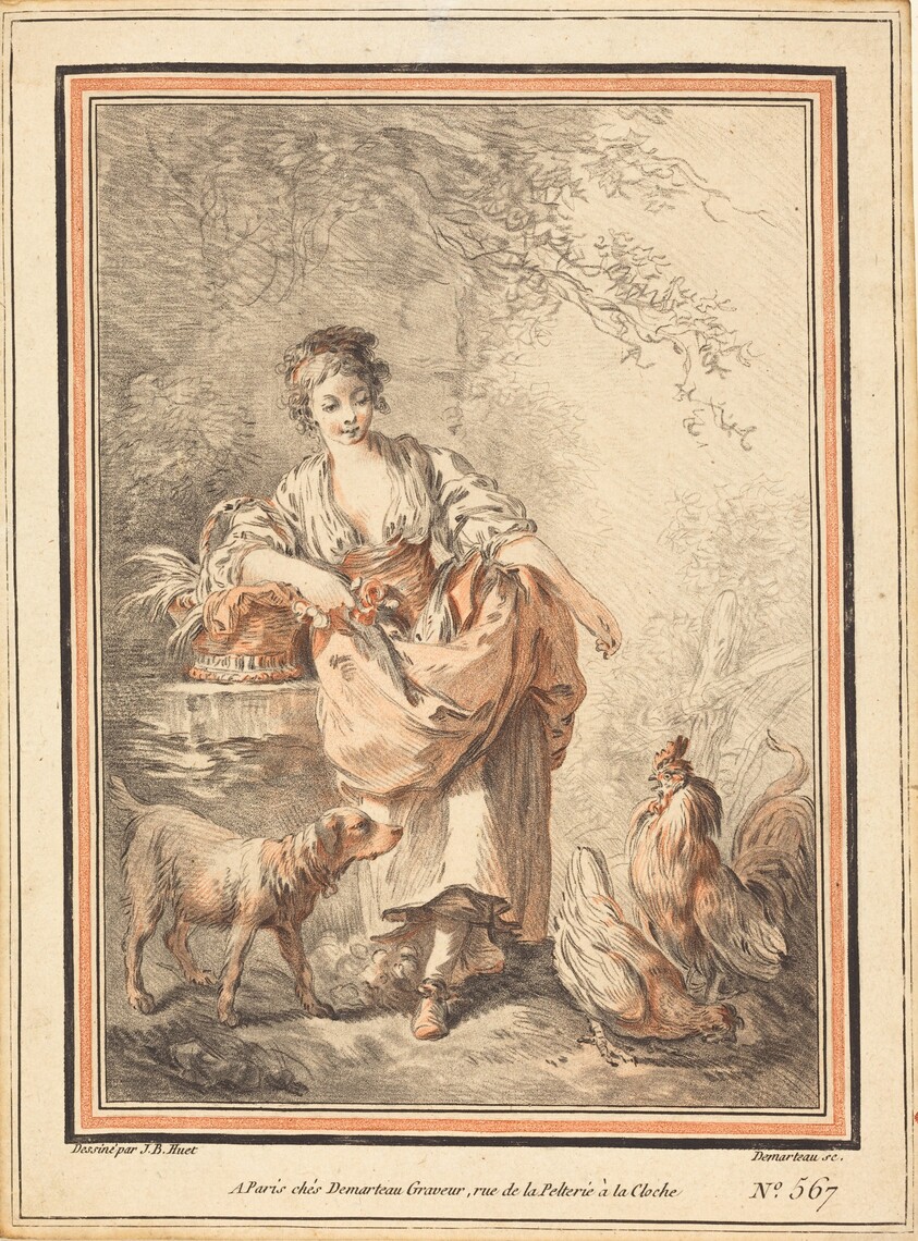 Woman Feeding Chickens