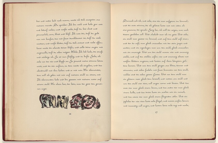 Johannes, Offenbarung, Kapitel 3, Vers 18 (John, Revelation, Chapter 3, Verse 18) (in-text plate, page 16) from Apokalypse (Apocalypse)