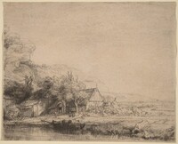 Landscape with a Cow, Rembrandt van Rijn, c. 1650