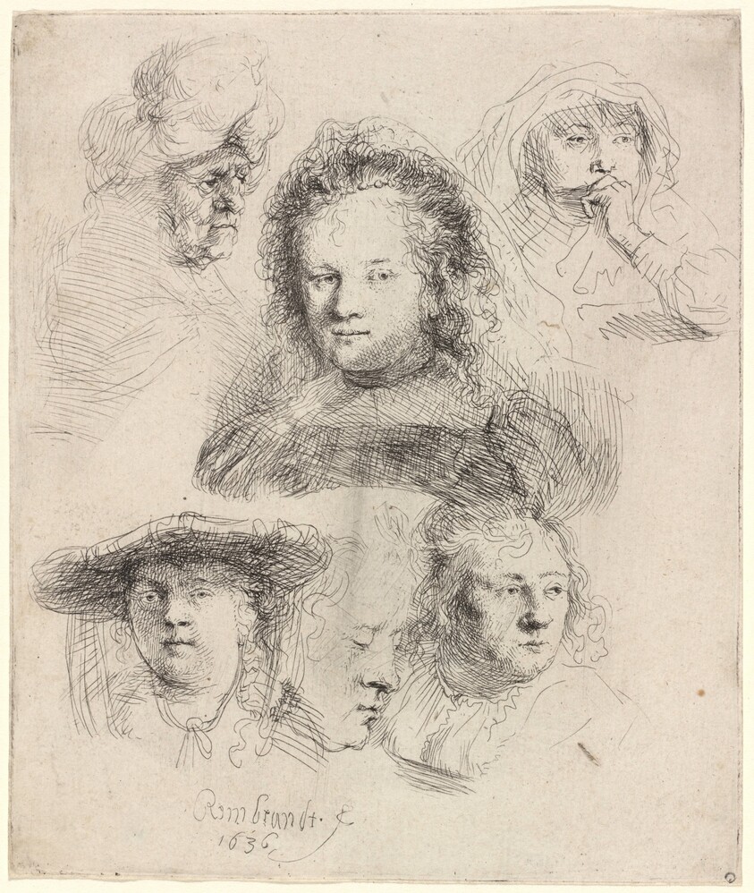 Studies of the Head of Saskia and Others