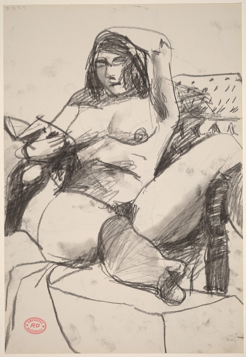 Untitled [female nude seated and reading] [recto]