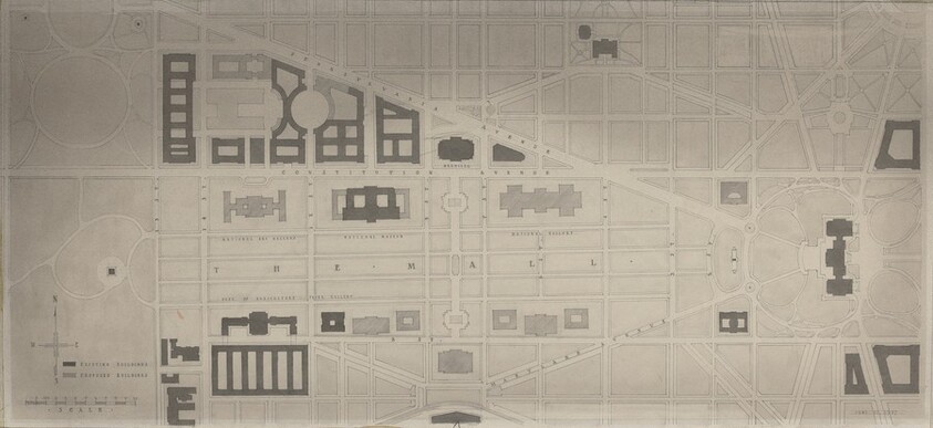 Plan of the Mall and Vicinity Showing Existing and Proposed Buildings