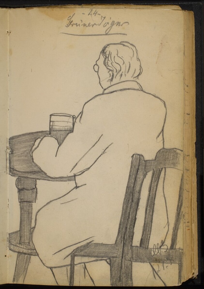 Man Seated at a Table seen from Behind
