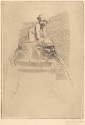 Small Fountain, Child Playing on the Grotesques (Petite fontaine, enfant qui joue surdes masques)
