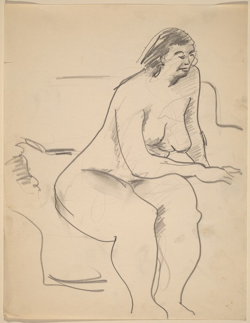 Seated Nude Leaning to the Right, Arm Resting on Thigh