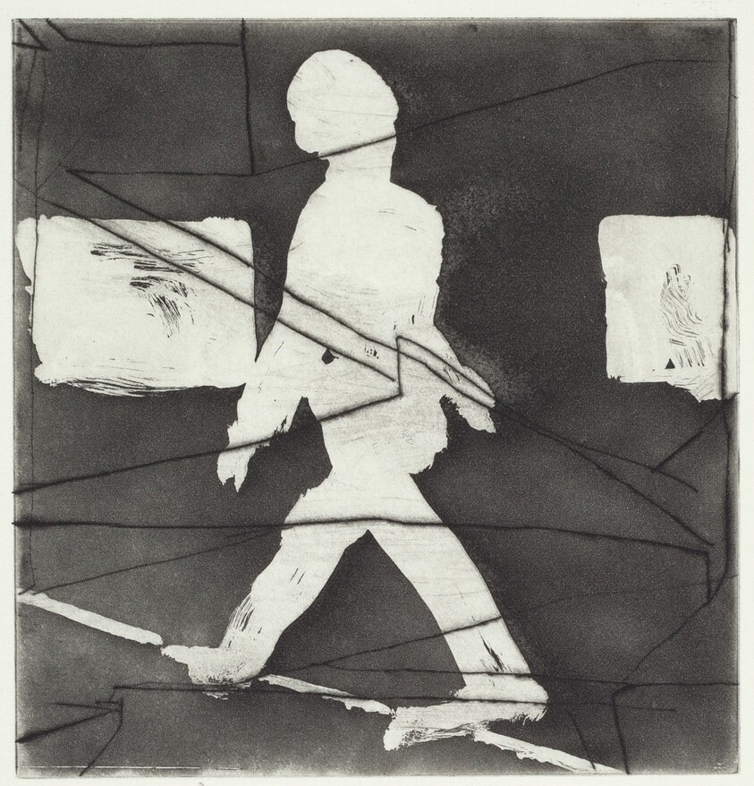 Walking Figure with Drypoint