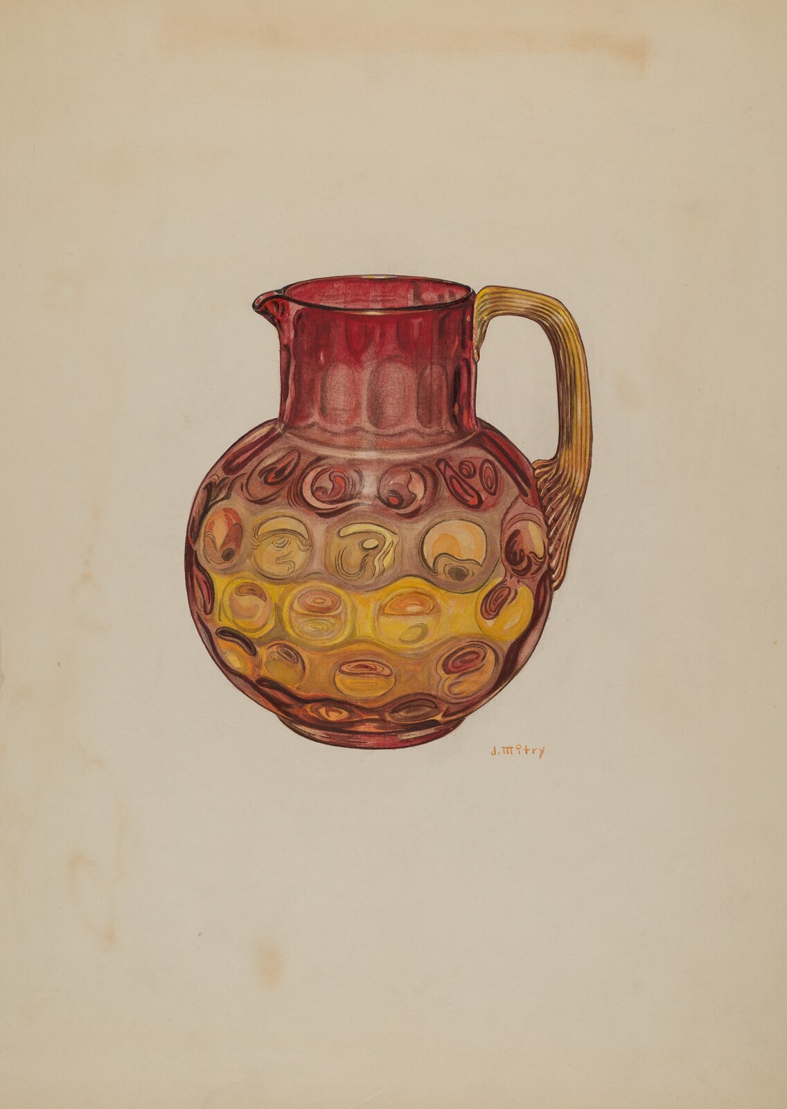Pitcher (Amberina), Joseph Mitry, c. 1941