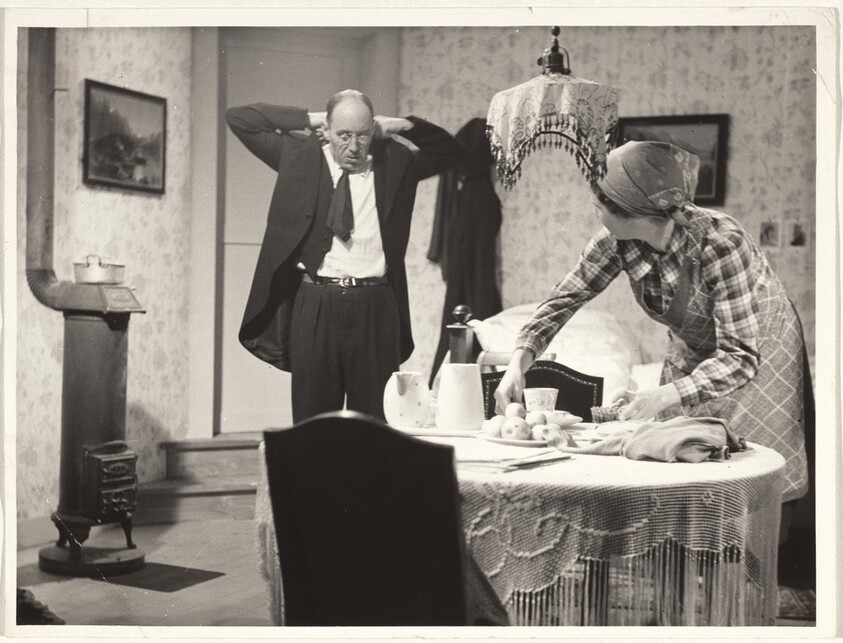 Actors near table--Filming