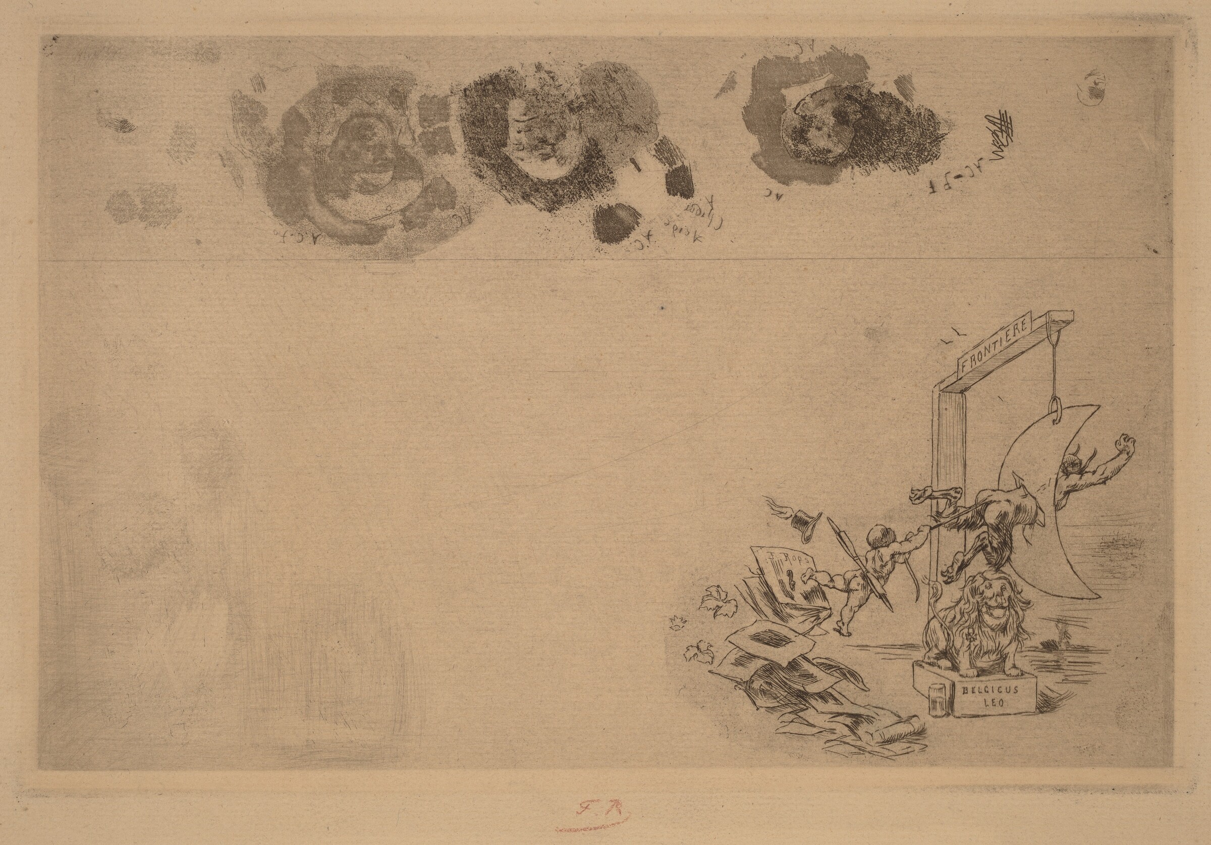 Belgian Border, Bill of Disorder (Frontiere de Belgique. Billet a Desordre), Félicien Rops, 1871