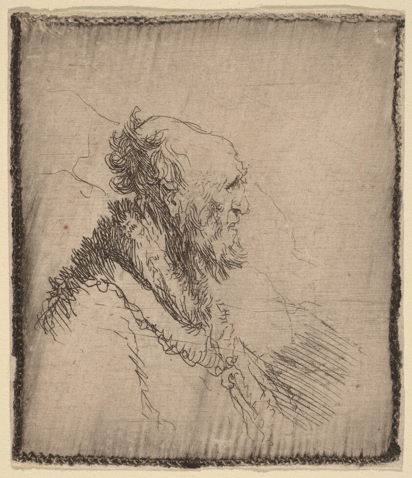 Bald Old Man with a Short Beard in Profile