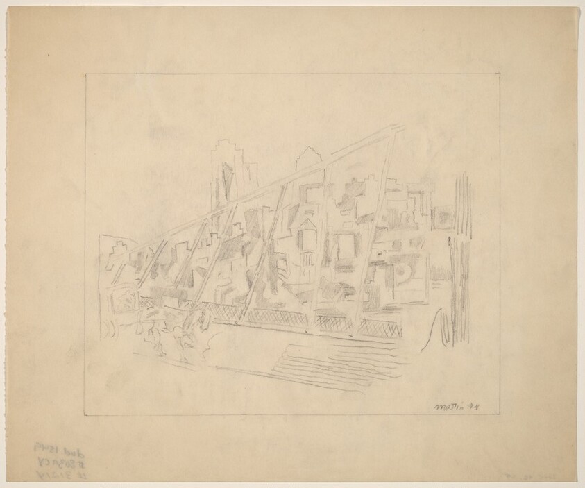 Drawing for Etching on Brooklyn Bridge