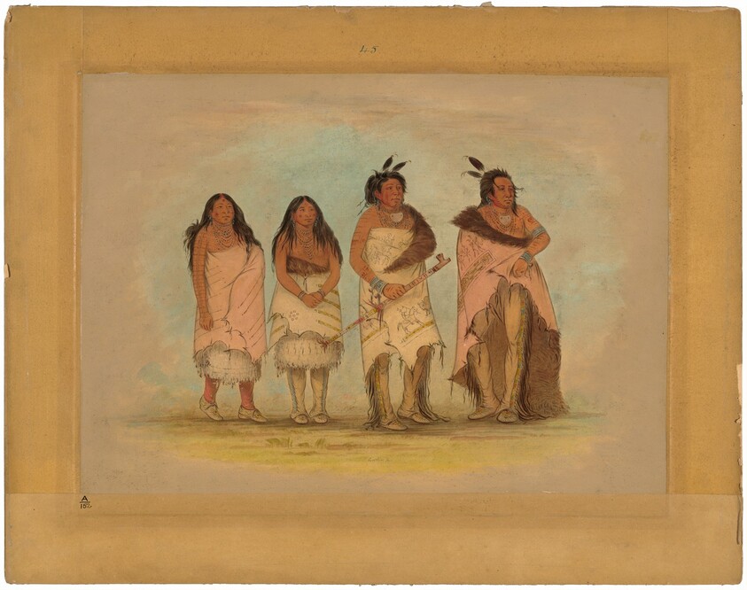Pawneepict Chief, Two Daughters, and a Warrior
