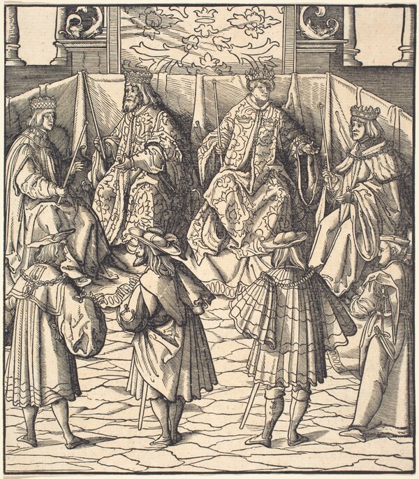 Assembly of Four Kings, in the foreground Four Men