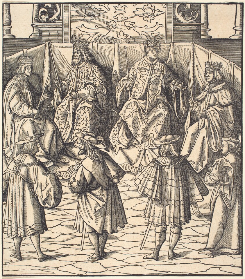 Assembly of Four Kings, in the foreground Four Men