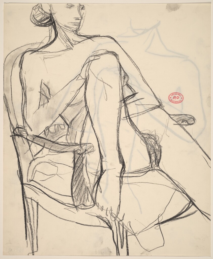 Untitled [nude in an armchair with one foot resting on the seat] [recto]