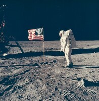 Buzz Aldrin Poses with Flag, Neil Armstrong, National Aeronautics and Space Administration, July 20, 1969