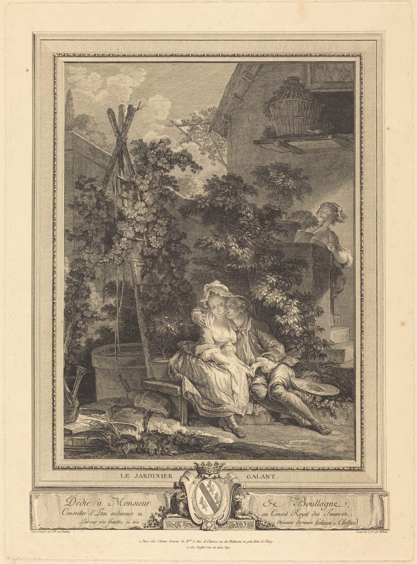 Le jardinier galant, Isidore-Stanislas Helman after Pierre-Antoine Baudouin, 1778