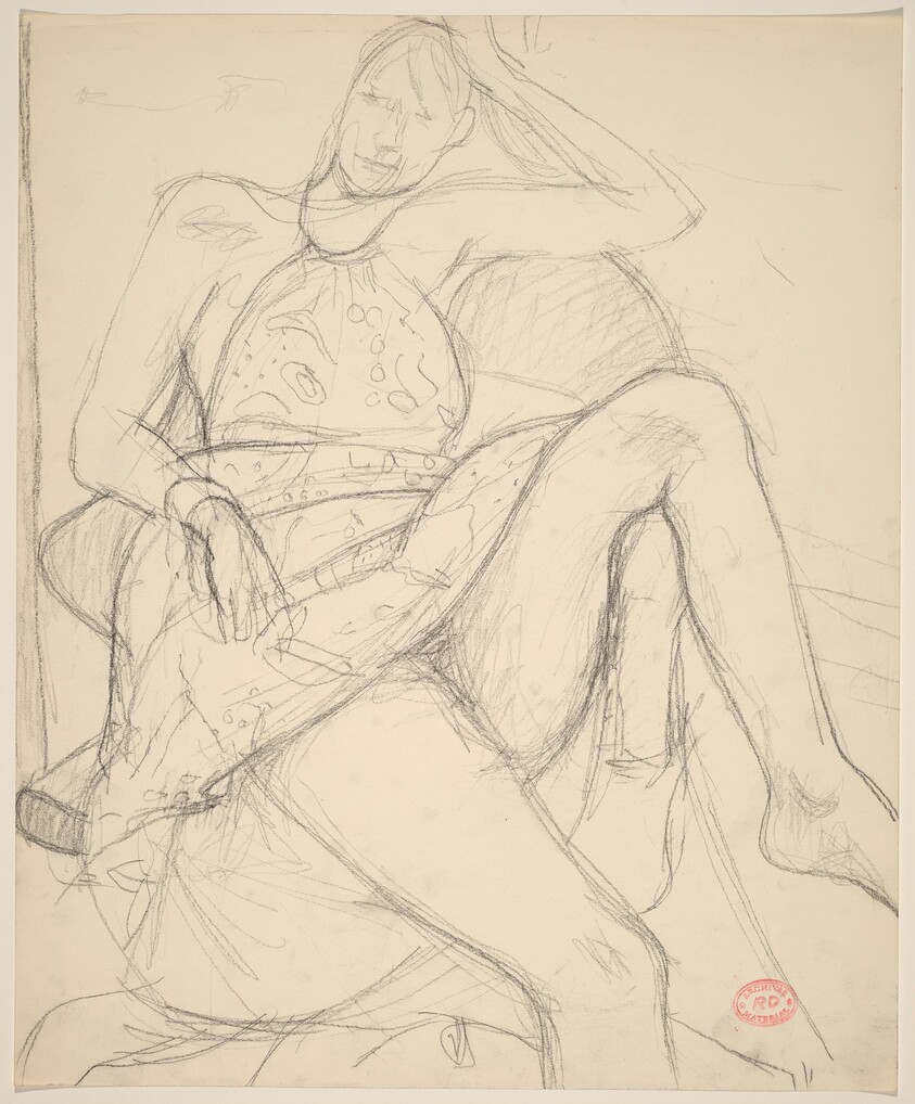 Untitled [seated woman in a summer dress]