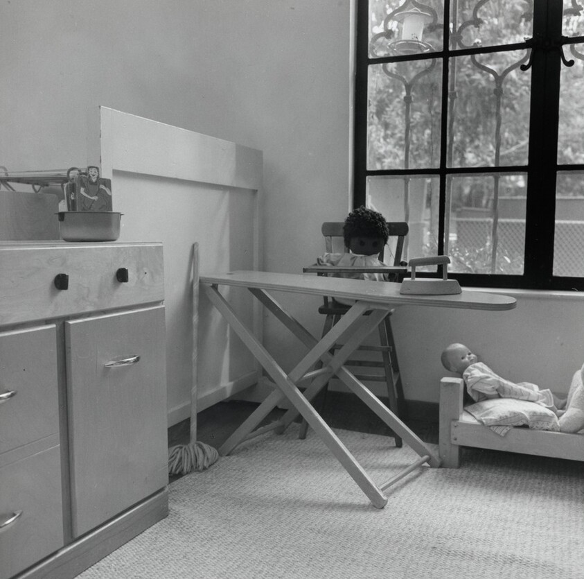 Children’s Play Space at Mills College Day Care Center–Ironing Board and Doll Bed