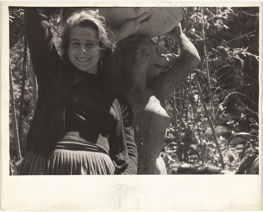 Mary posing with sculpture--Santa Cruz, California