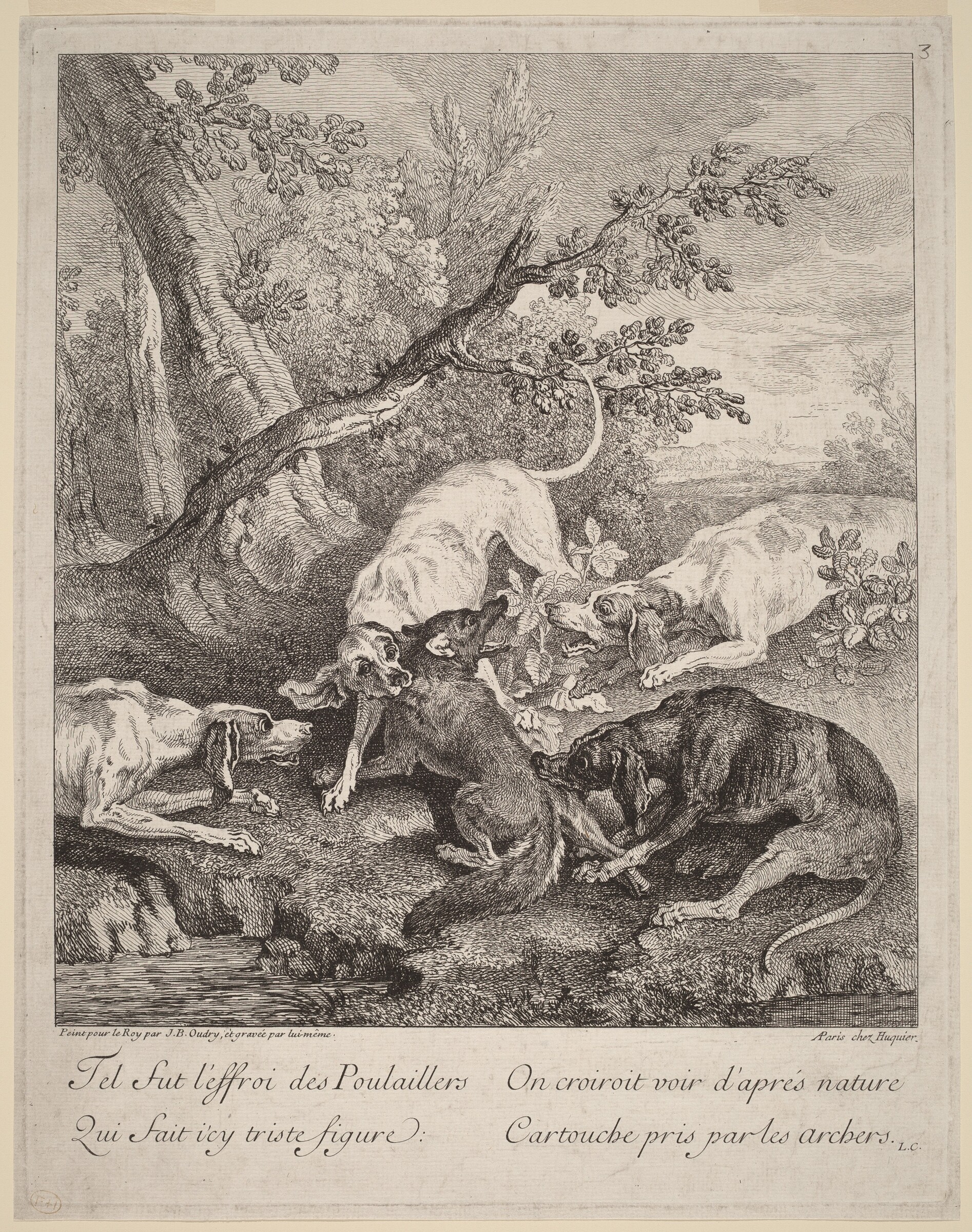 A Fox Attacked by Dogs, Jean-Baptiste Oudry, 1725