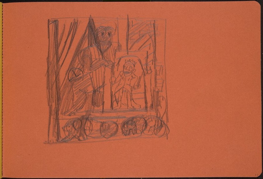 Zwergenkönig und Riese auf einer Bühne (Dwarf King and Giant on a Stage) [p. 13]