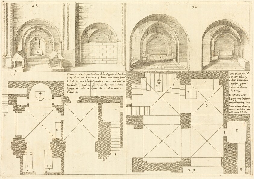 Plan and Elevation of the Chapel of Godefroy de Bouillon