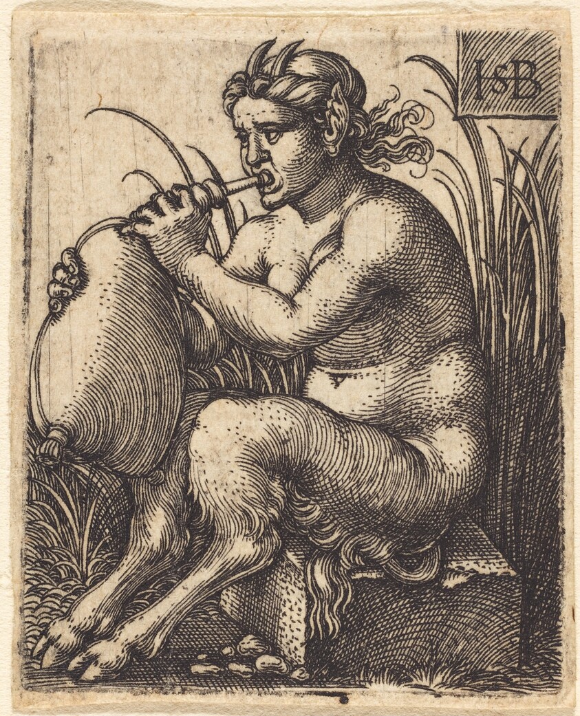 Female Satyr Playing a Bagpipe