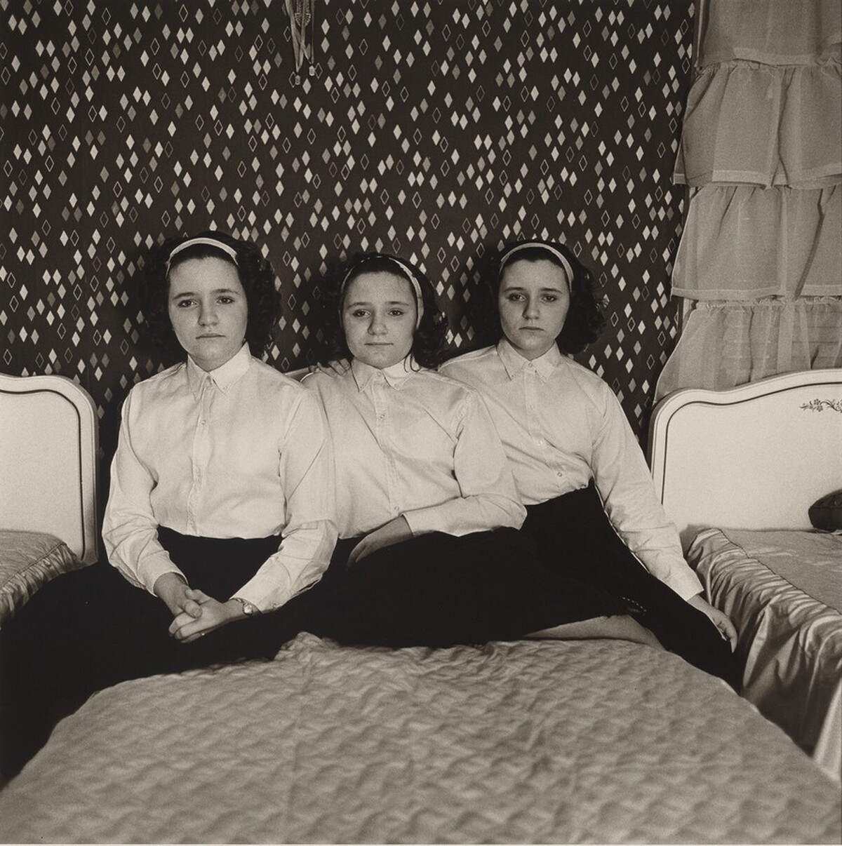 Triplets in their bedroom, N.J. 1963