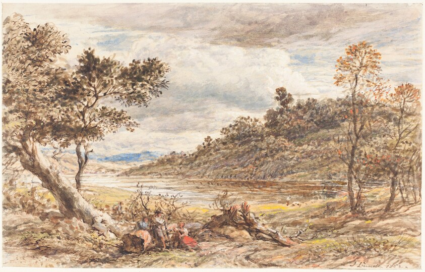 Travelers Resting by a Fallen Tree