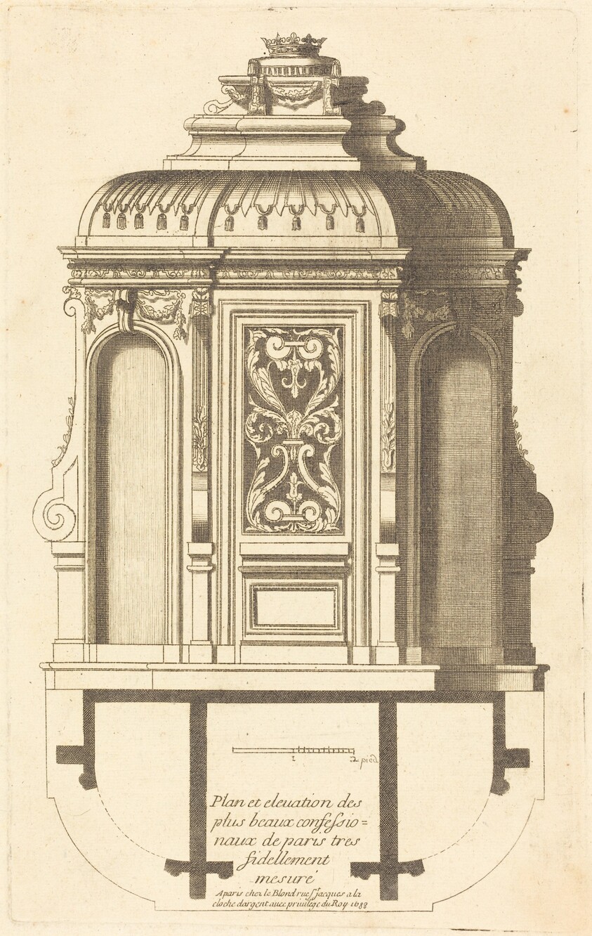 Plan et elevation des plus beaux confessionnaux de Paris, tres fidelemant mesure