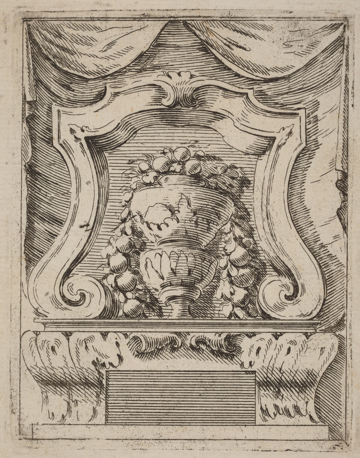 Architectural Motif with Fruit in a Vase