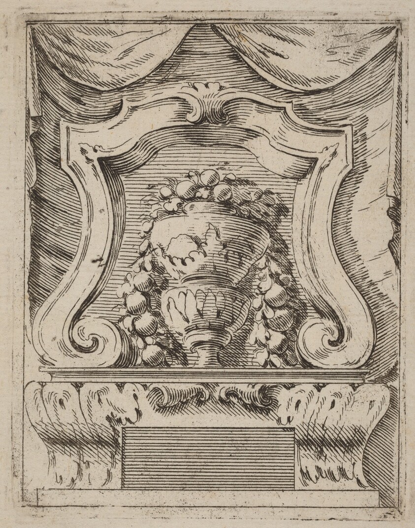 Architectural Motif with Fruit in a Vase