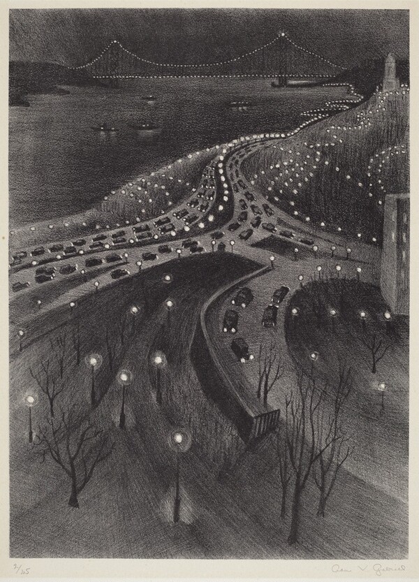 Untitled (nocturne scene of West Side Highway with George Washington Bridge)