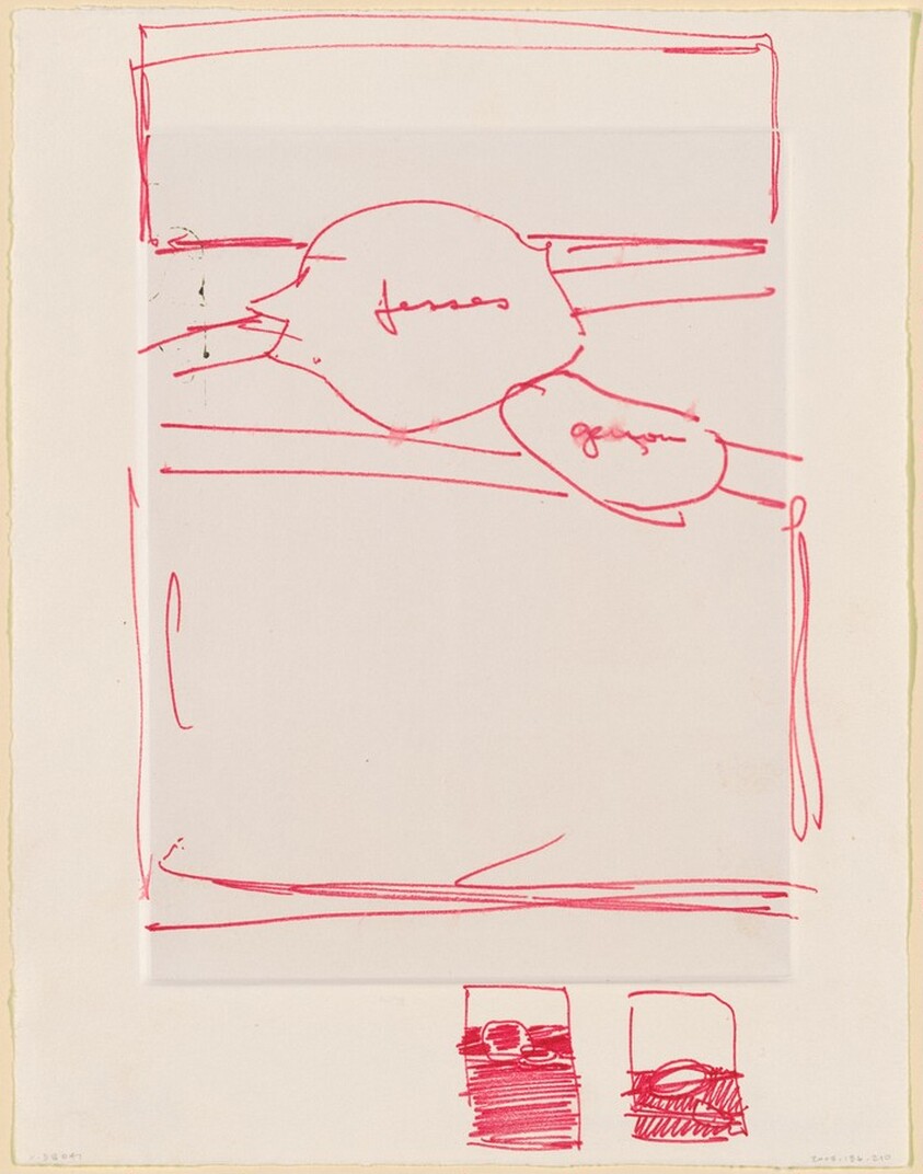 Untitled [sketch possibly for Casts (Words) or Buttocks and Knee]