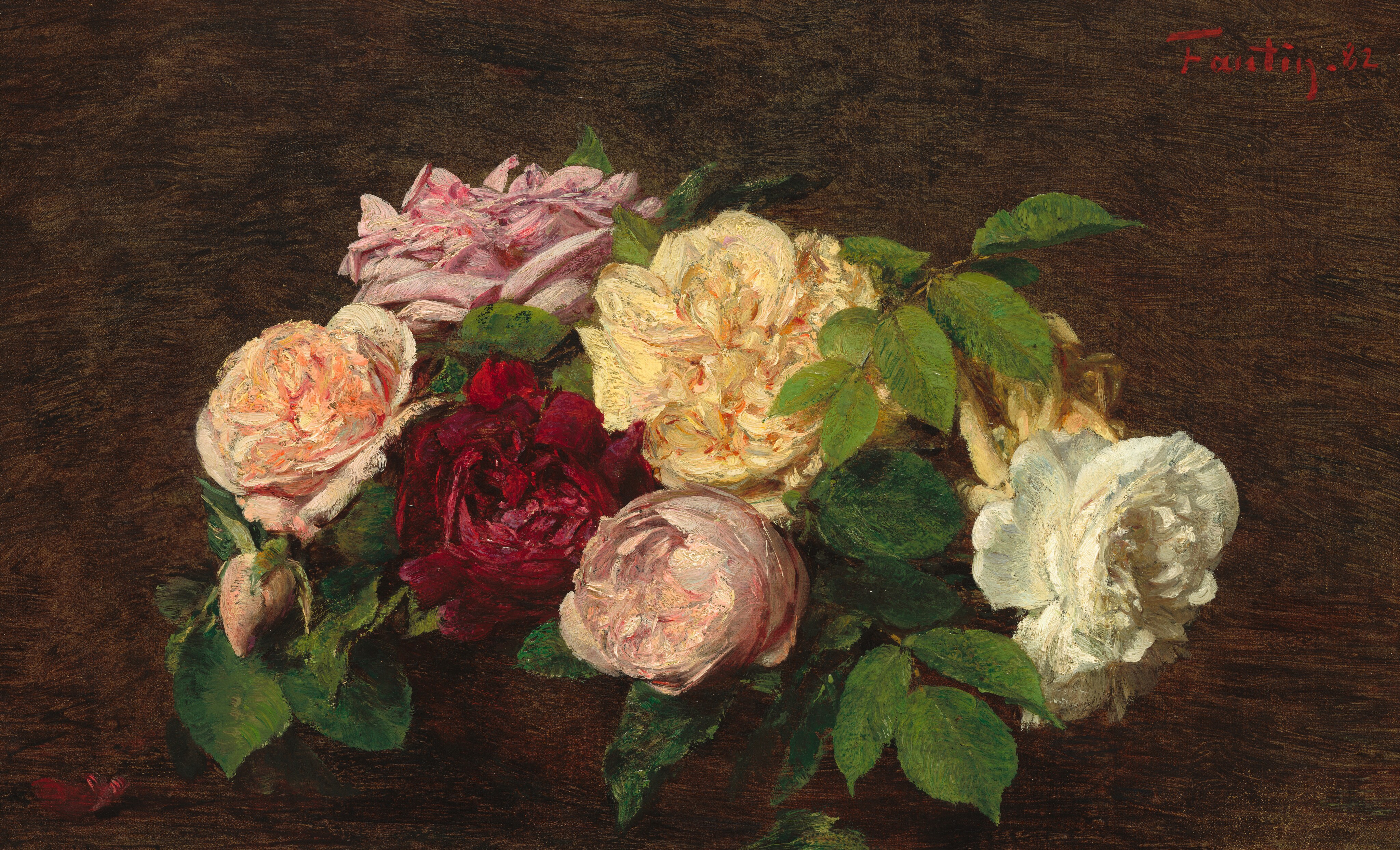 Roses de Nice on a Table by Henri Fantin-Latour