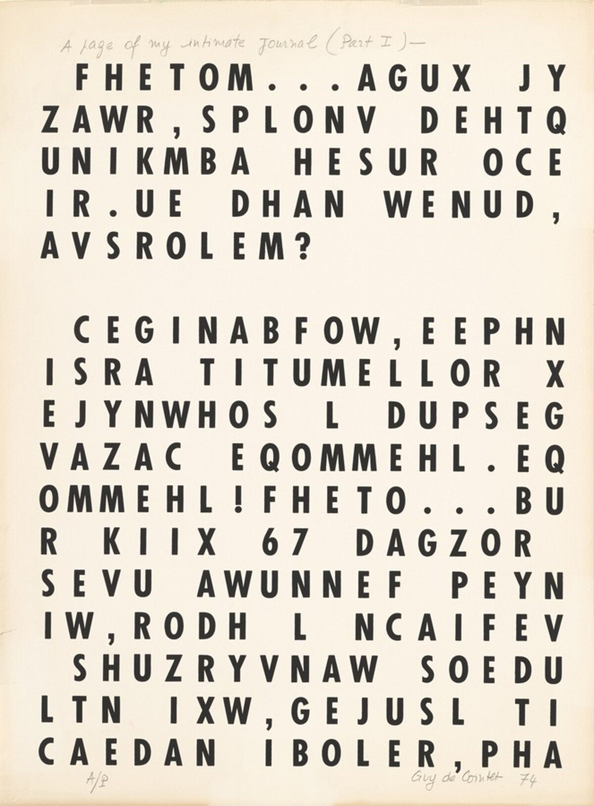 A Page from My Intimate Journal