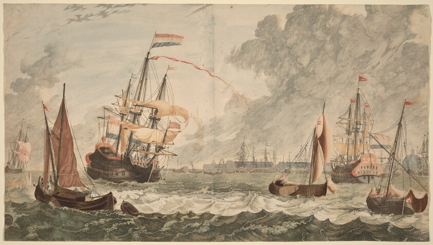 Amsterdam, Ships at the IJ on Choppy Waters